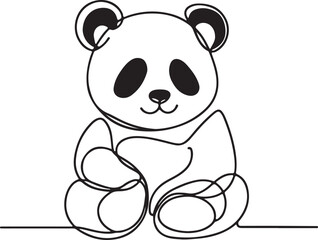 Cute Panda Face Line Art Vector