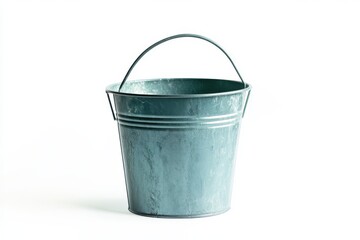A simple metal bucket object isolated on white background
