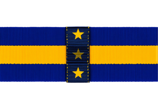 Abstract Illustration of Blue and Gold Ribbon with Star Decorations on Transparent Background