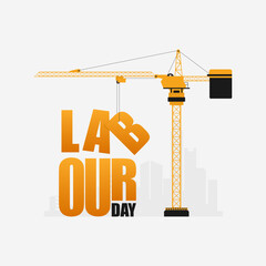 Illustration Vector Design Of International Labour day 1 May with Crane Background