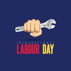 International Labor Day. International Labor Day, with illustration of hand holding wrench