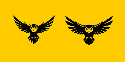 Owl Flying Logo Set: Vector Design