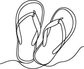 Flip Flops Summer Shoes Line Drawing