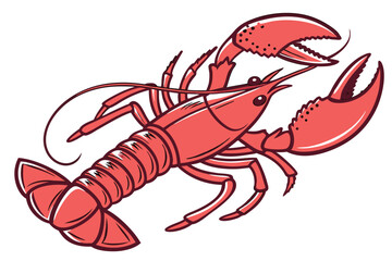 76 Bright red lobster, detailed illustration, white background, realistic texture, symmetrical pose, marine life, culinary icon, vibrant color, anatomically accurate, claws raised, seafood motif, high