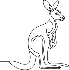 Leaping Kangaroo Line Drawing