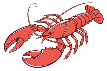76 Bright red lobster, detailed illustration, white background, realistic texture, symmetrical pose, marine life, culinary icon, vibrant color, anatomically accurate, claws raised, seafood motif, high
