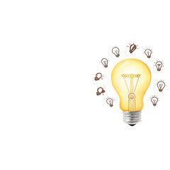 Creative Light Bulb Concept with Inspiration Symbols in digital creative piece Art