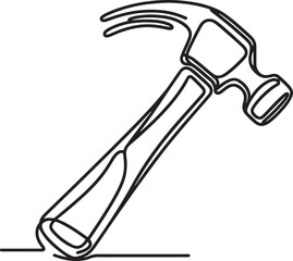 line vector illustration of minimalist hammer art