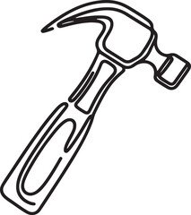 simple hammer line drawing design vector