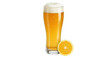 Isolated Beer Glass with Lemon