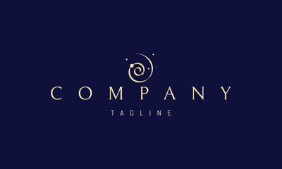 Vector golden logo featuring an abstract image of a spiral star formation or shell.