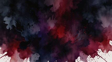 Black Burgundy and Plum Watercolor Ink in Water Abstract V8
