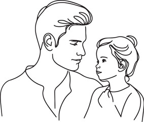 Minimalist vector of father and daughter moment