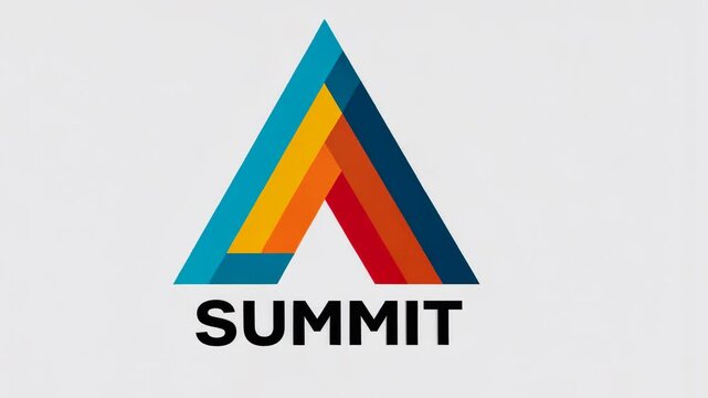 Bold Abstract Icon: Striking Triangular Design with Layered Colors for Modern Summit Event, Achievement and Collaboration