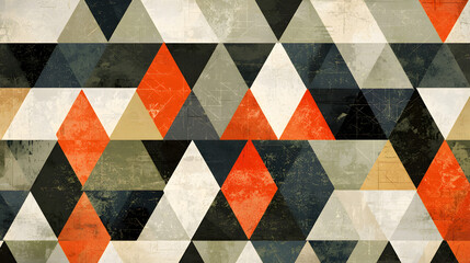background with layered triangular shapes in a bold color palette 