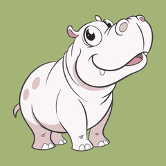 Fototapeta premium Vector Illustration Of A Cute Hippo. Cute Cartoon Hippo Character Illustration