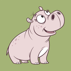 Fototapeta premium Vector Illustration Of A Cute Hippo. Cute Cartoon Hippo Character Illustration