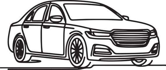 Elegant Sedan Car Vector in Minimal Line Design