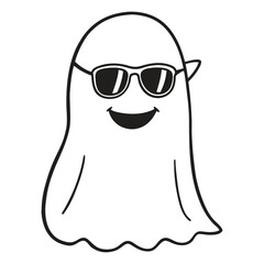 Cute Halloween Ghost Outline