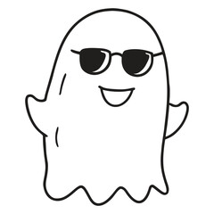Cute Halloween Ghost Outline