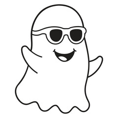 Fototapeta premium Cute Halloween Ghost Outline