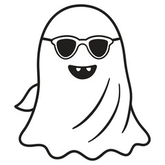 Cute Halloween Ghost Outline
