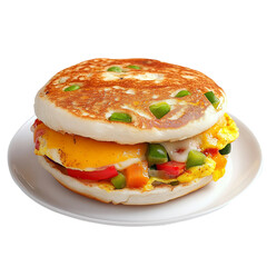 studio shot of egg sandwich with cucumber

