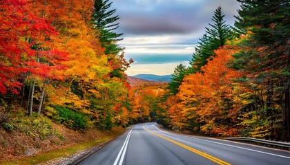Autumnal coloured leaves near the Kancamagus Highway
