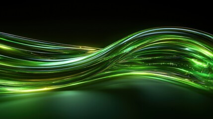 Abstract flowing green lines