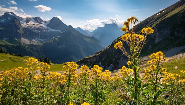 Yellow wolfsbane Swiss alps