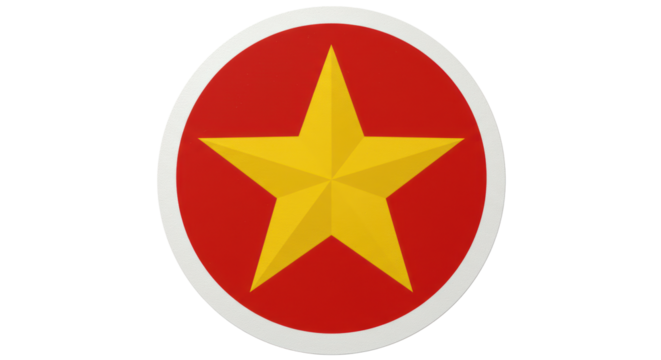 Isolated Yellow Star on Red Circle