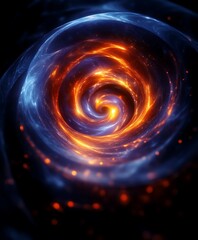 Abstract swirling fire and ice vortex.