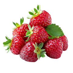 fresh red strawberries with green leaves