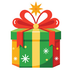 Christmas gift box  clipart on white background