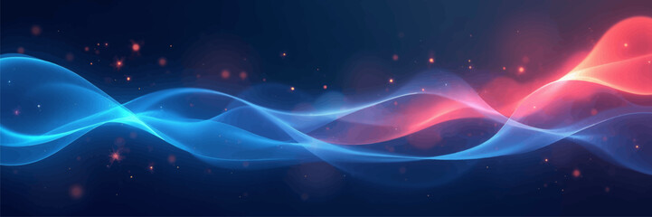 Abstract Blue and Red Waves with Sparkling Particles