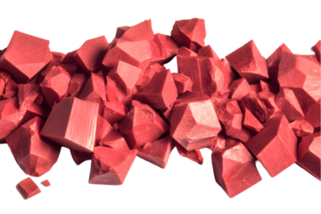 Abstract Red Crystals Composition on Transparent Background Isolated Photo