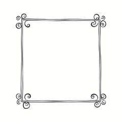 Black and white ornate square frame with swirls