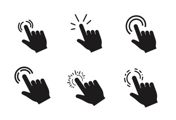 Obraz premium Black hand cursor icons set on white background