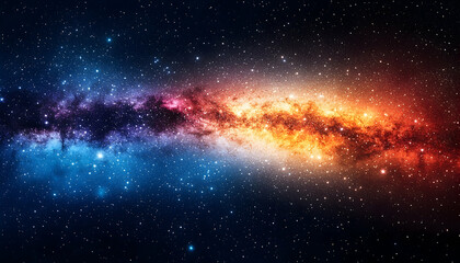 Obraz premium Stunning cosmic landscape featuring a vibrant galaxy with swirling colors and distant stars