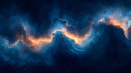 Fototapeta premium Stunning cosmic landscape featuring vibrant nebulae and swirling clouds of gas in deep space