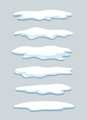 Cartoon Snow Caps on Light Gray Background