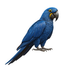 Obraz premium hyper-realistic high-resolution PNG image of a single Arara-azul, fully visible and isolated on a transparent background. The image must be 2000x2000 pixels and rendered at 100 megapixels. Fo