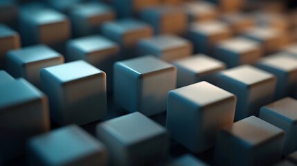 Obraz premium Abstract Cubes Teal Gold 3D Blocks Texture.