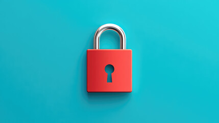 Fototapeta premium Security action overview red padlock on blue background digital content modern environment abstract viewpoint concept of safety