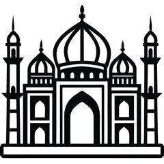 Beautiful mosque Vector Silhouette illustration 
