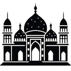 Beautiful mosque Vector Silhouette illustration 
