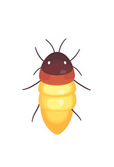 Cute Cartoon Firefly with Glowing Abdomen on White