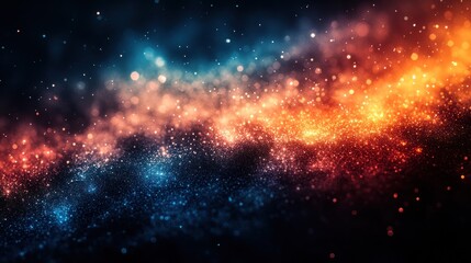 Obraz premium Cosmic Sparkle: A Celestial Symphony of Blue and Orange Nebulae