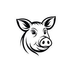 pig silhouette logo vector line art logo design
