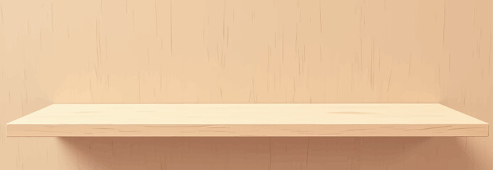 Light wood shelf on matching wood-grain wall